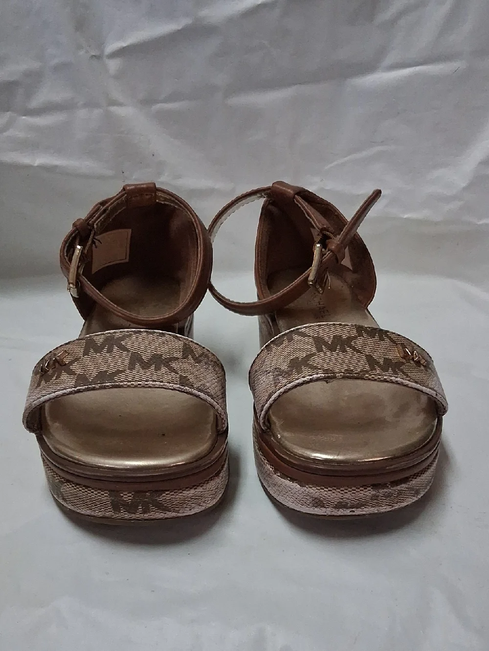 Michael Kors Brown/Tan Platform Ankle-Strap Sandals Size 12 Toddler Girl